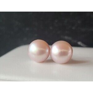 925 Sterling Silver Pink Pearl Stud Earrings Vintage READ Description